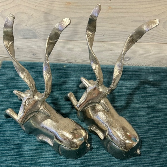 Vintage Silver Metal Gazelle Large Figurines Home Decor Christmas Decor - Picture 2 of 9